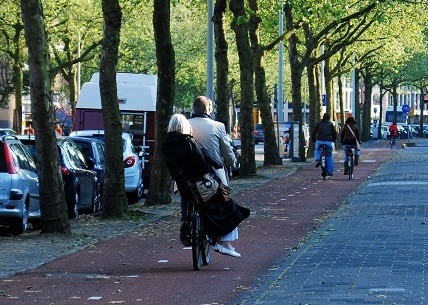 couple on a bike in Amsterdam