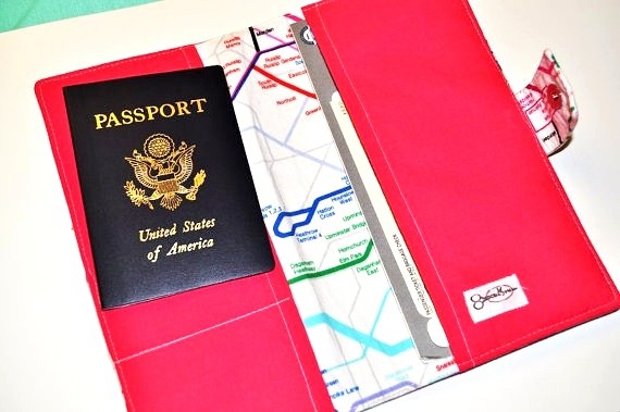 red travel documents organizer
