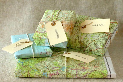 DIY map wrapping paper