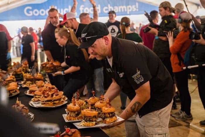 Mushrooms on Burger at World Food Championship