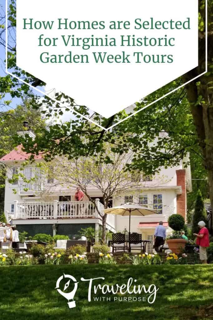 Shady Backyard of a white house on Virginia Historic Garden Week Tour