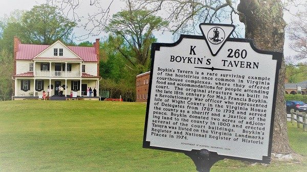 Historical Marker at Boykins Tavern, Isle of Wight County Virginia