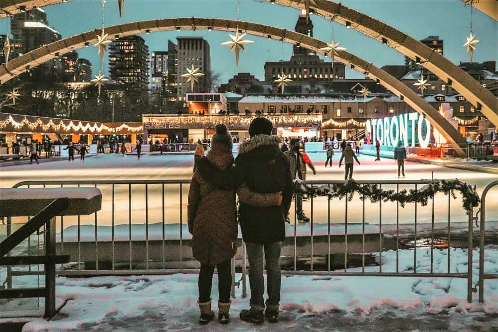 Hopeless Romantic Couple watching ice skaters