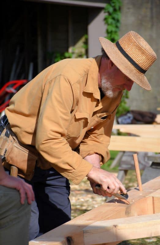 Artisan Woodworker in Straw Hat at Hancock Shaker Village