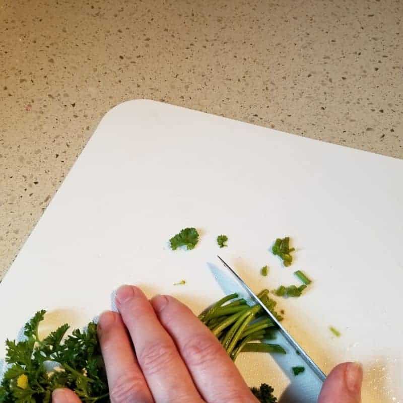 trimming fresh parsley