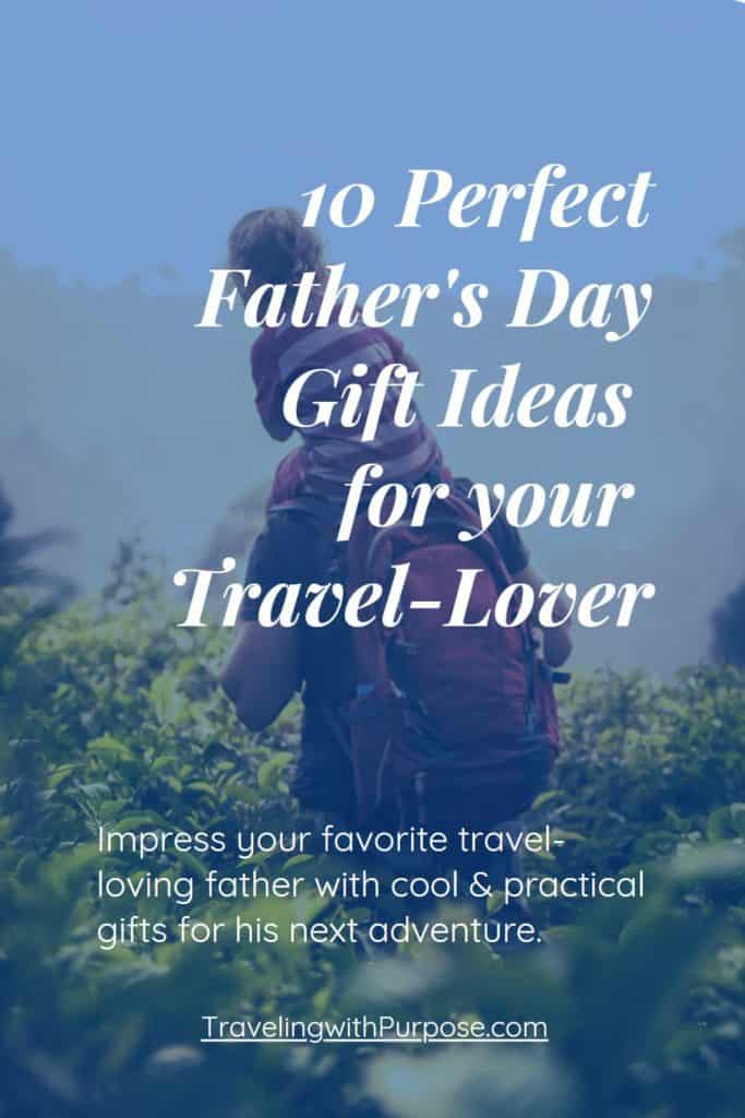 Father carrying young child - Fathers Day gift ideas text