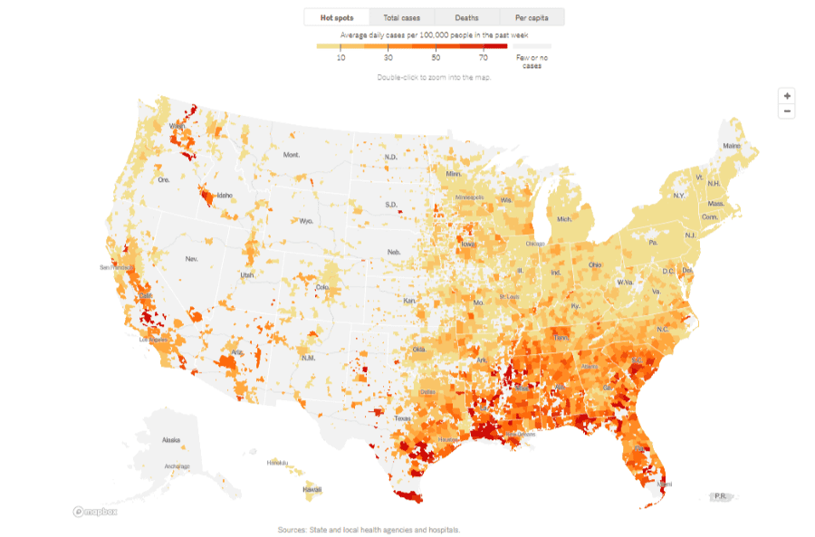 New York Times Coronavirus Map 2020