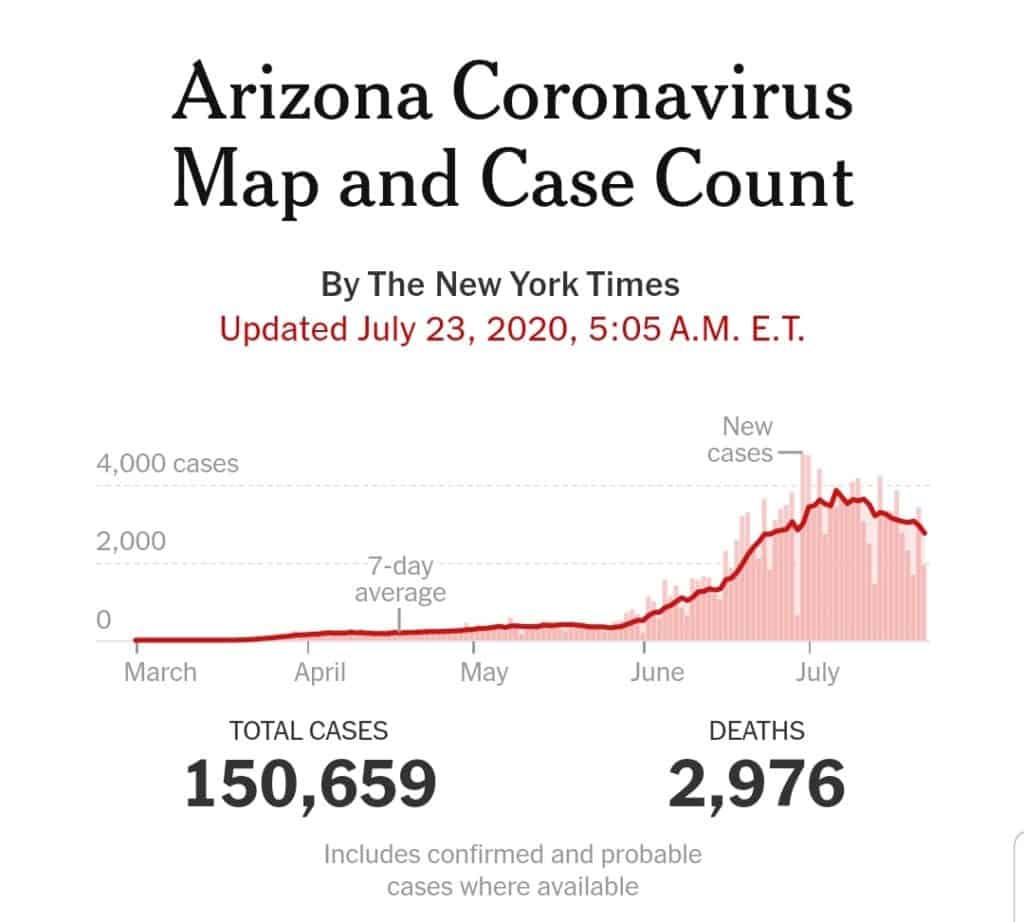 Arizona case counts 2020