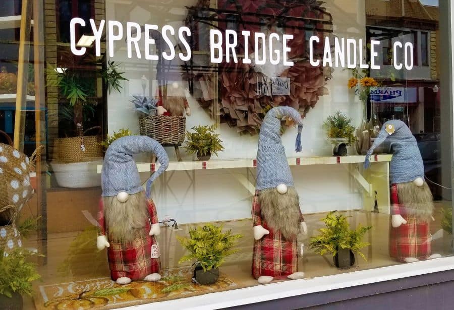 Cypress Bridge Candle Co store window in Abilene Kansas