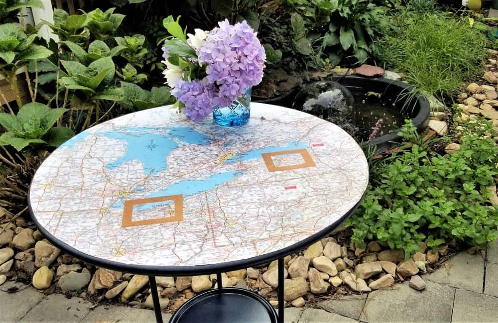 Ikea Hack - Map Table with flowers on table