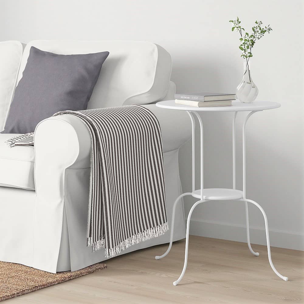 Ikea Lindved white side table and white chair