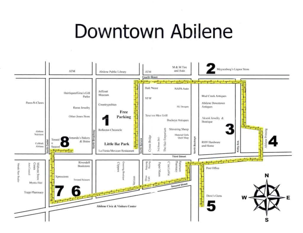 Abilene Kansas Americana Street Art Walking Tour Map