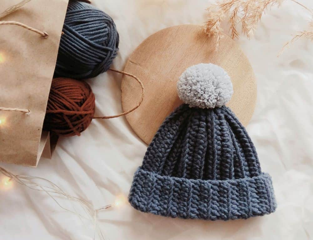 yarn and knitted hat