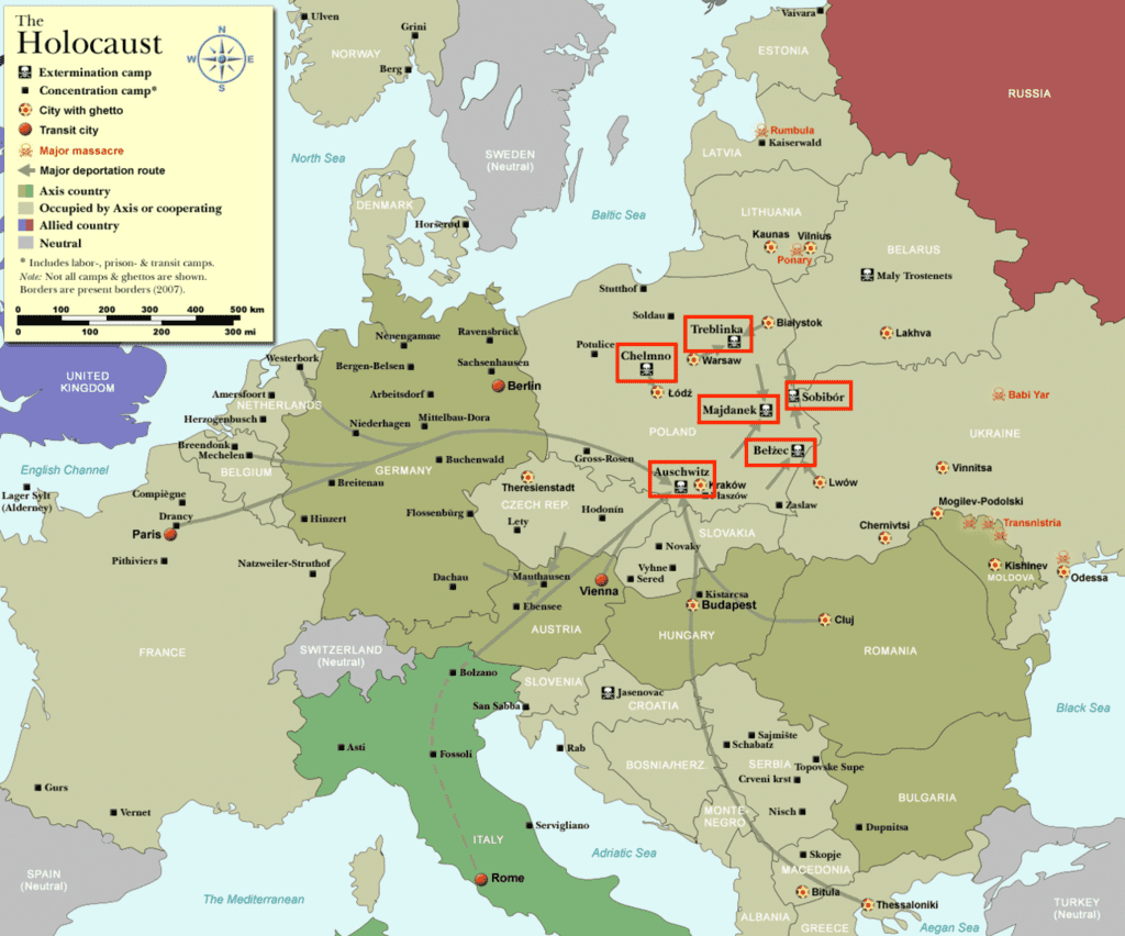 World War II Holocaust Sites Map