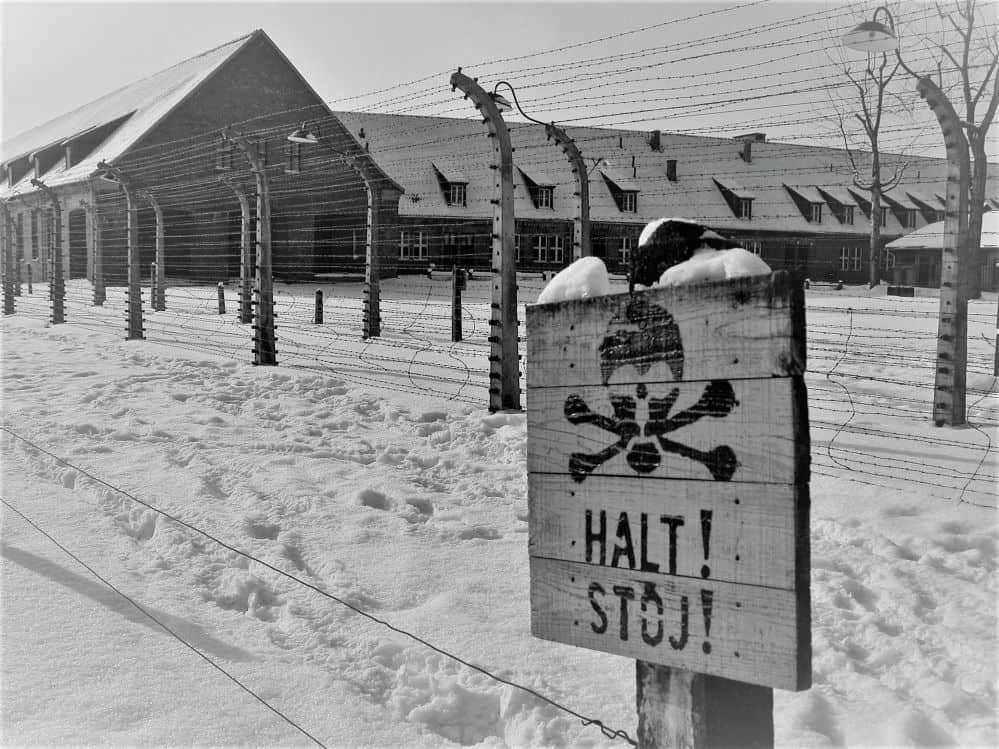 Auschwitz Extermination Camp in winter