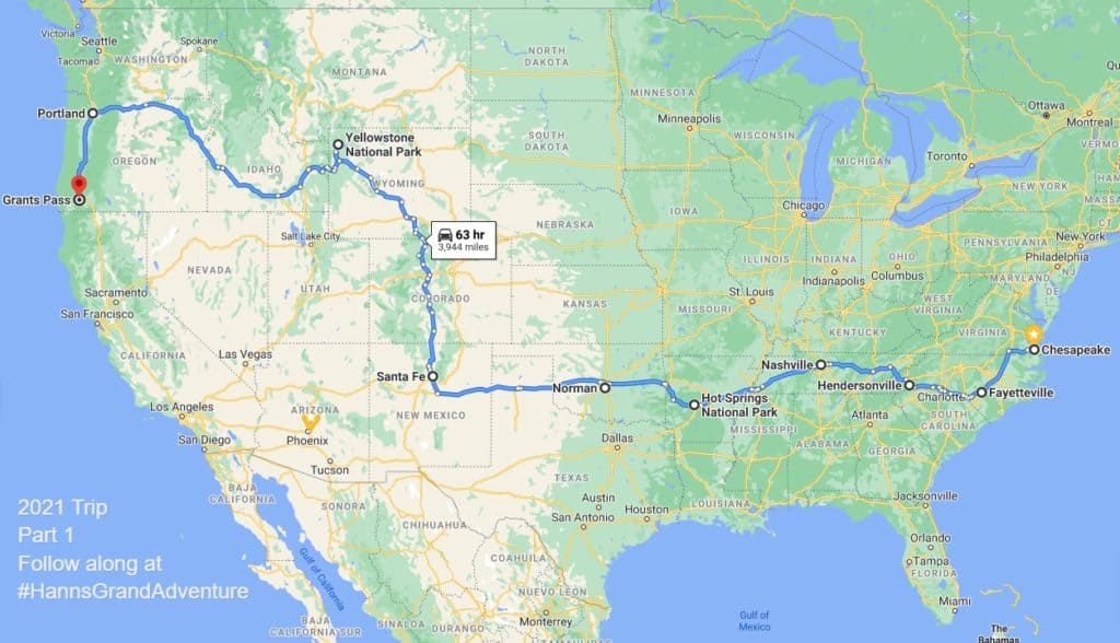 Hanns Grand Adventure USA Road Trip Map - Part 1