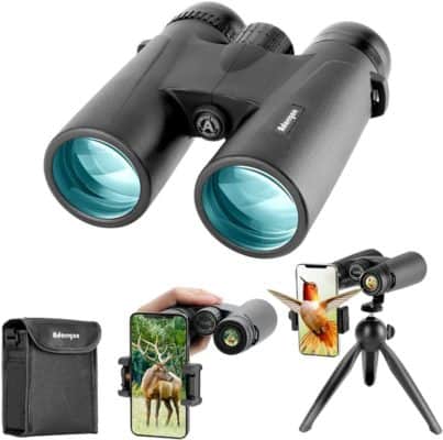 Binoculars with tripod and phone adapter
