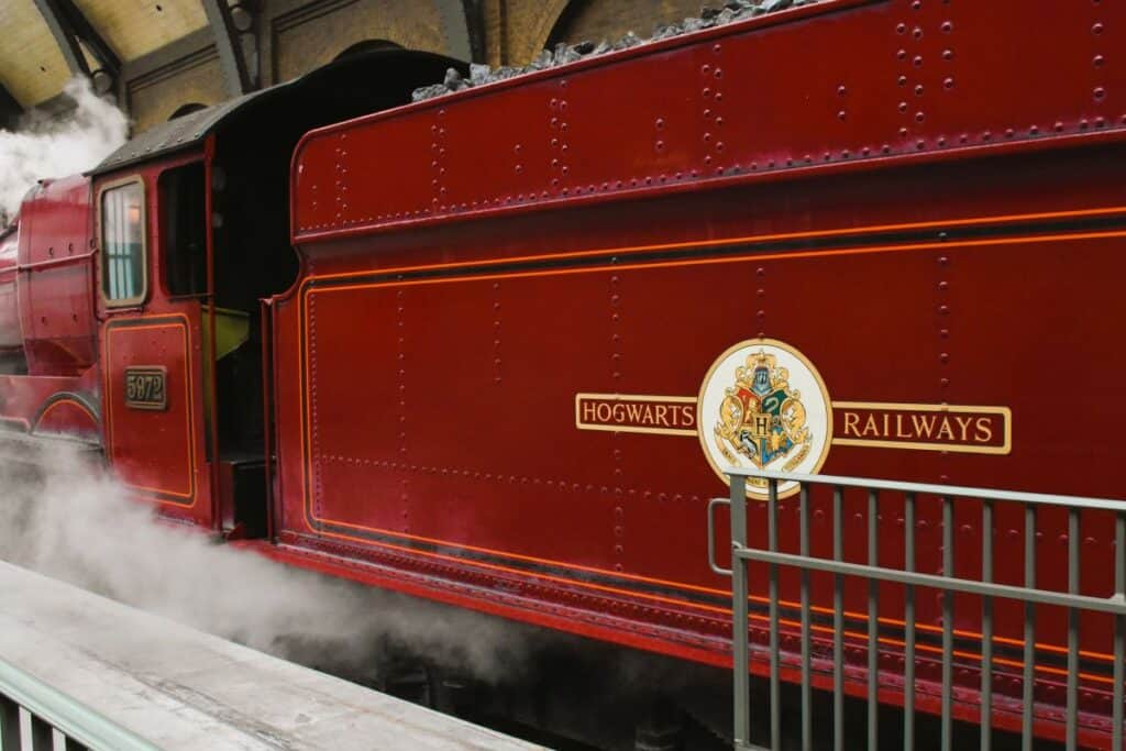 A red coal car and engine 5972 of Hogwarts Railways at Universal Studios Florida theme park
