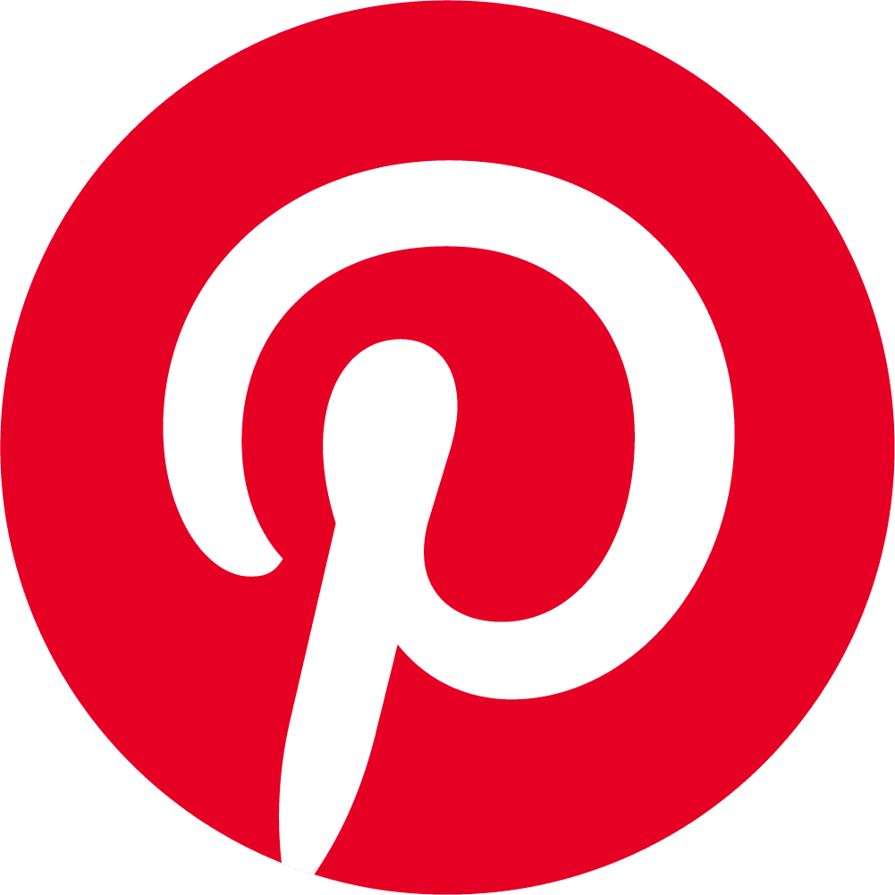 Red circle with the letter P symbolizing the Pinterest social media icon